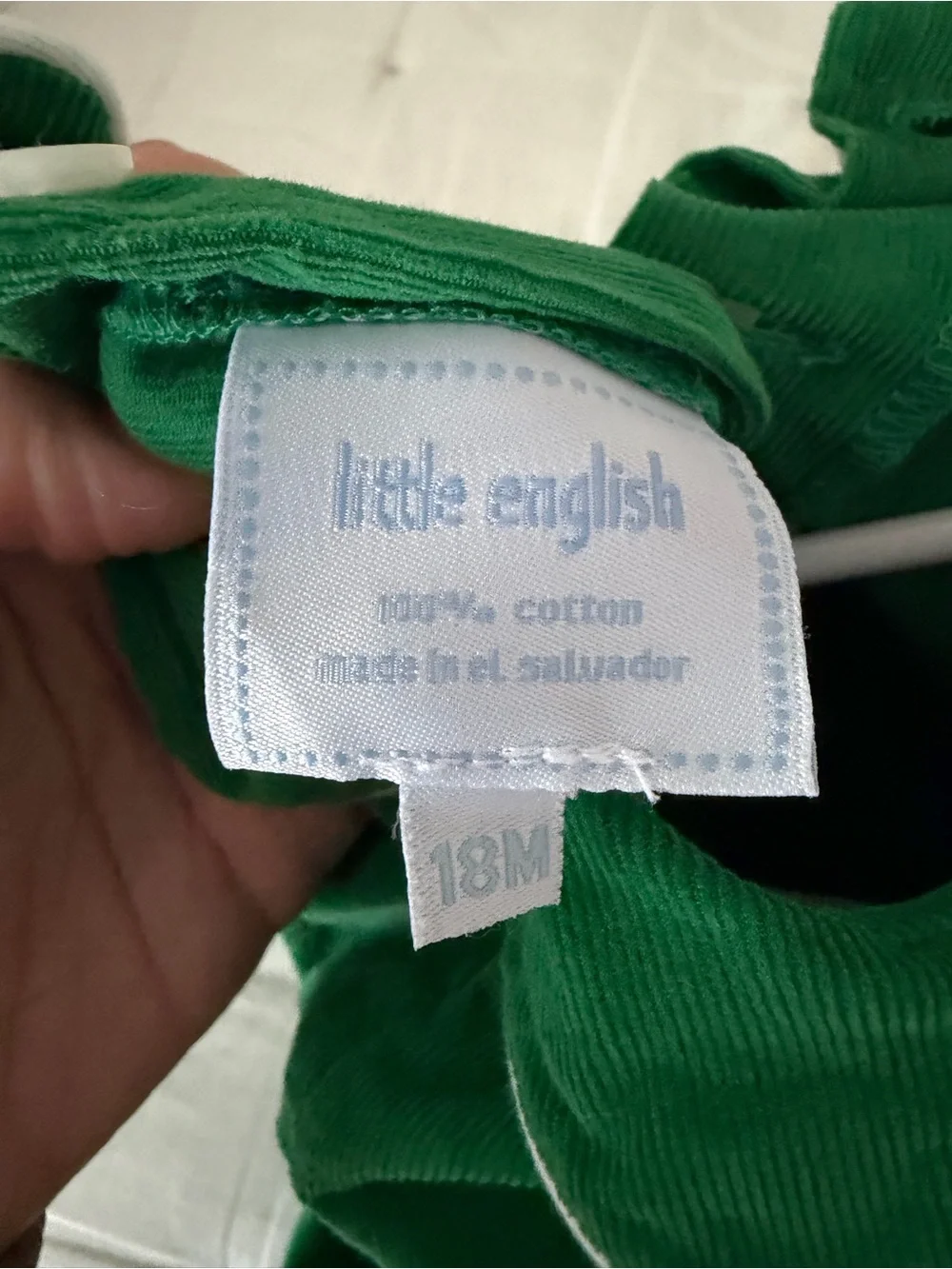 Little English Kelly Green Baby Bubble Romper with White Piping